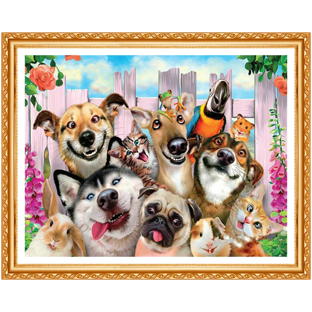 Diamond Embroidery  dog family Diy Diamond Painting cross stitch Square Diamond  Home Decoration Paintings CV316