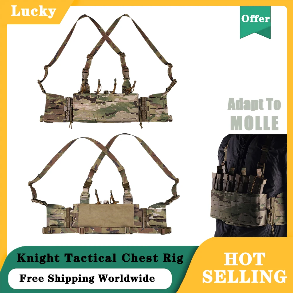

Hunting Vest Knight Tactical Chest Rig Airsoft Shooters Gear Quick Release Built-In 5.56 Magazine Pouch Suspension Carrier Vest