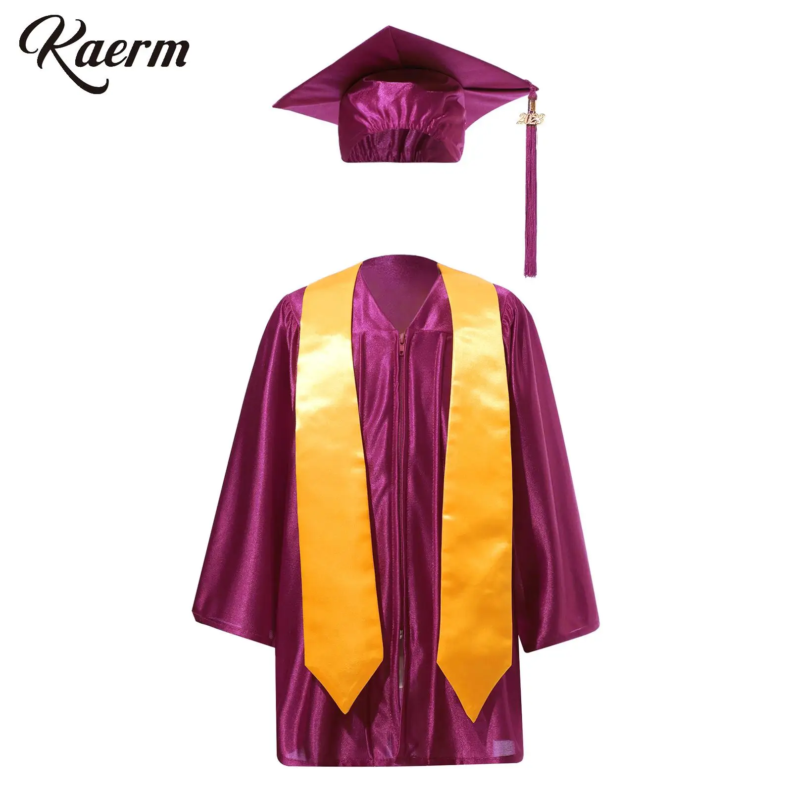 

Kid Unisex Graduation Costume Gown Tassel Cap Classic Academic Costume Set Child Halloween Bachelor Gown cosplay Costume