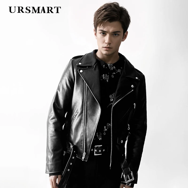 Men's Classic Leather Moto Jacket - New Autumn/Winter 2024 Product Calfskin Leather Custom Short Design