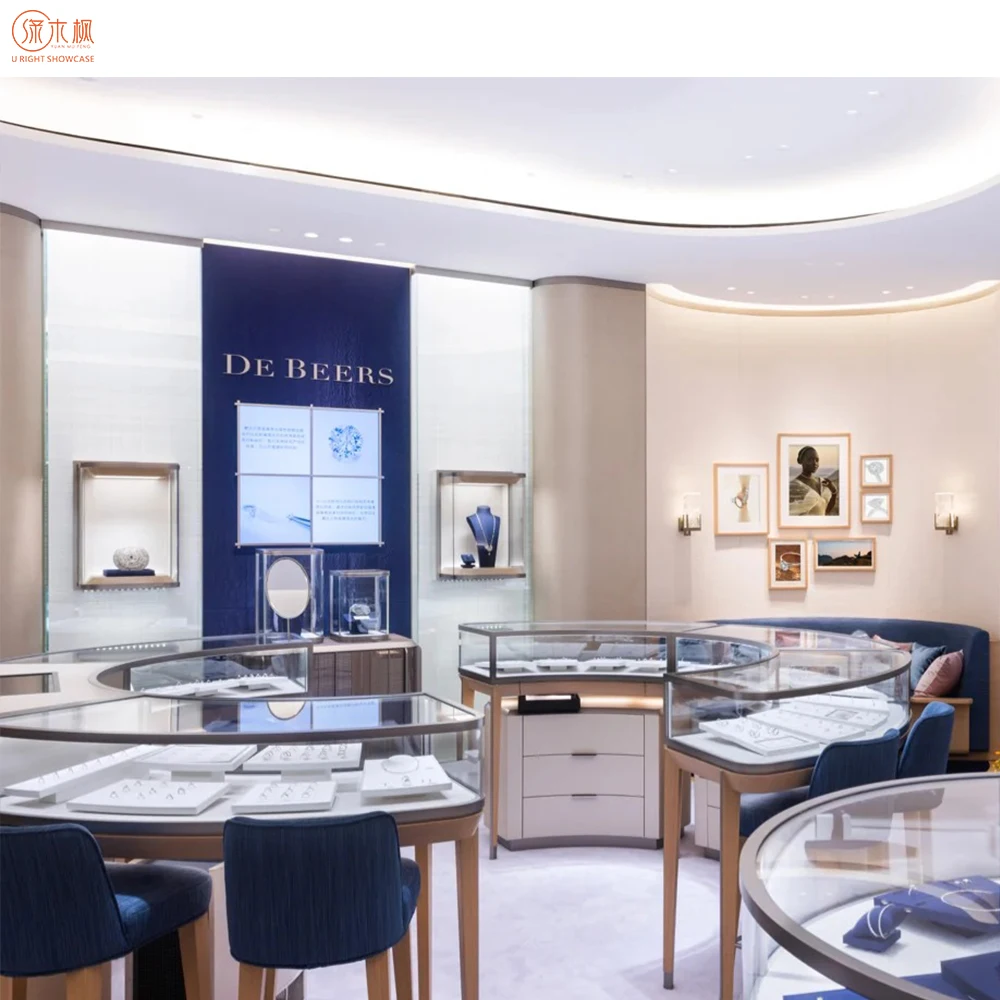 Custom High-End Leather Jewellery Counter Luxury Goods Store Furniture Display Jewelry Showcase Design