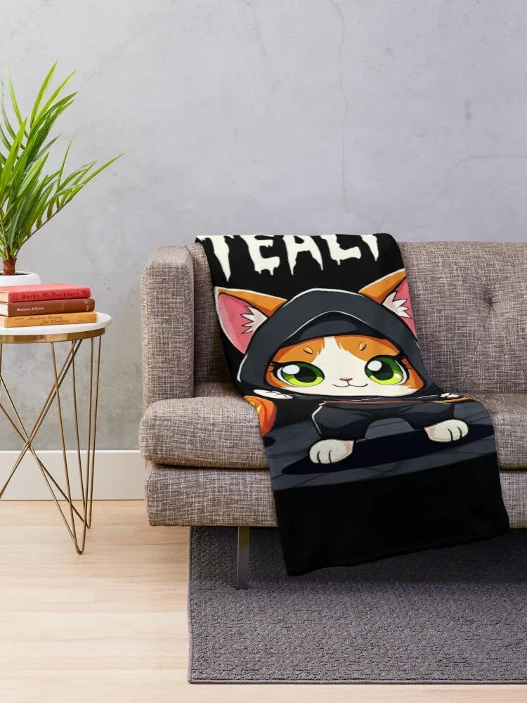 Purr-fectly Stealthy The Ninja Cat Halloween Adventure Throw Blanket Retros Polar warm for winter Picnic Blankets