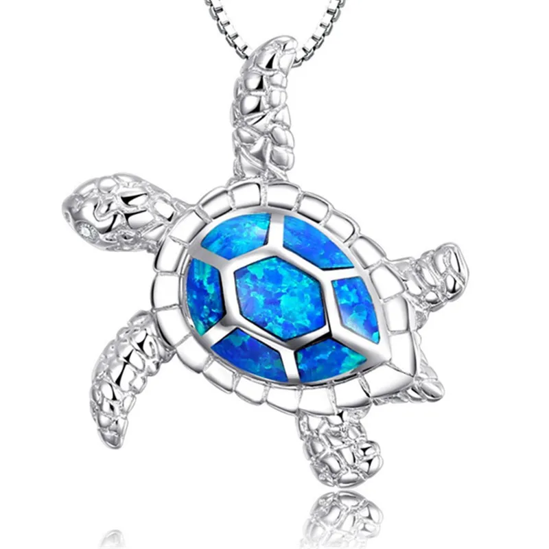 2023 Cute Women Sea Turtle Pendant Necklace Girl Gift Fashion Imitation Opal Necklace for Women Jewelry Accessoreis