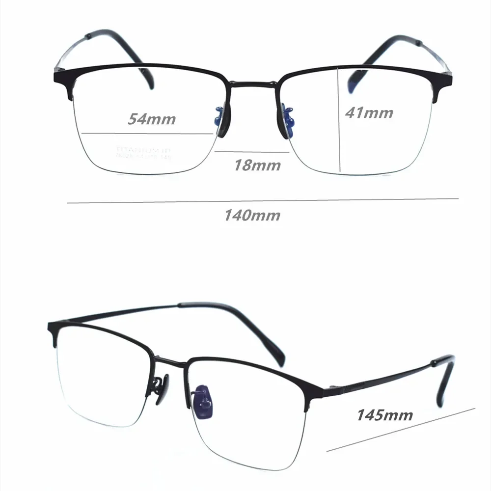 Montures de lunettes en titane rétro pour hommes et femmes, lunettes à demi-monture, lunettes de myopie Rx able, lunettes de mode