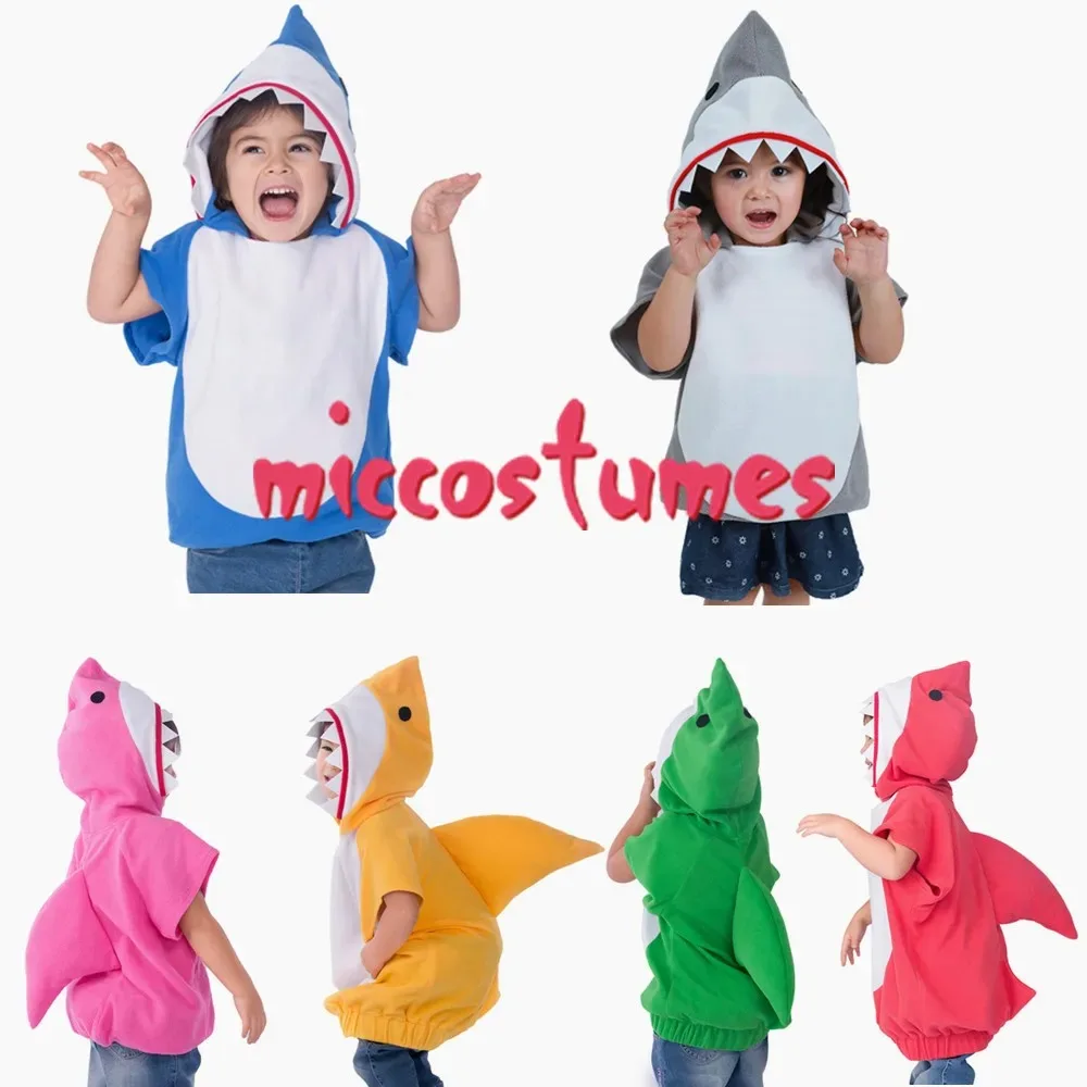 

Little Shark Cosplay Costume Mascot Hoodie Grey Red Green Pink Yellow Blue Halloween