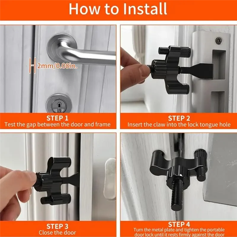 

N84R Door Lock Travel Small Steel Door Lock For Hotel Room Home Security Door Lock Adjustable Door Stoppers Door Safety
