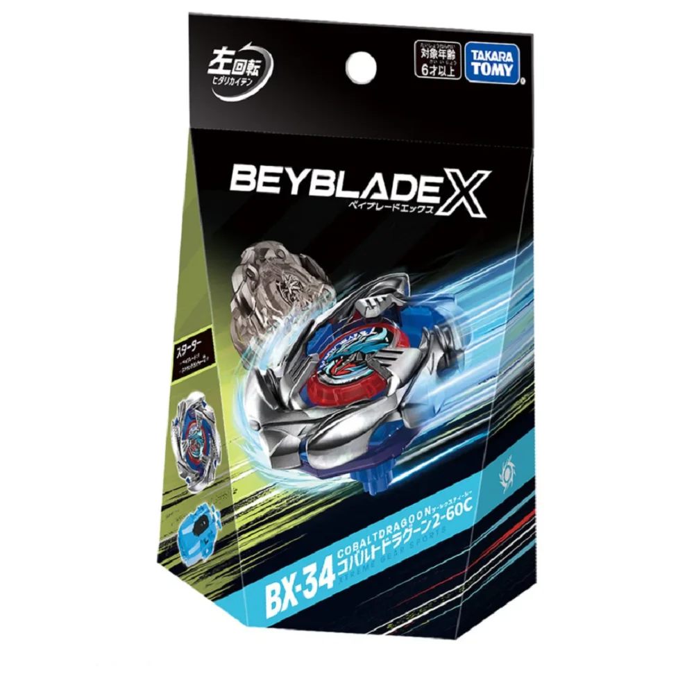 Original Takara Tomy Beybladex BX-34 Starter Cobalt Dragoon 2-60C