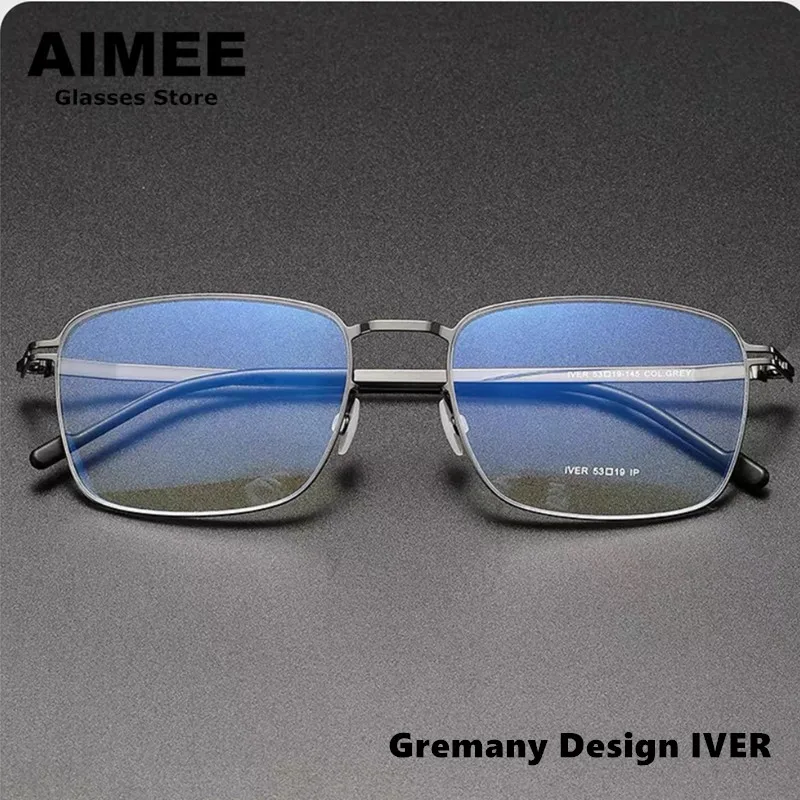 Germany Style Stainless Steel Glasses Frame Men Ultralight Square Prescription Eyeglasses Women Optical Blue Light Spectacles