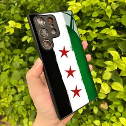 Syria Flag Phone Case for Samsung Galaxy S24 S23 S22 S20 A24 A54 S21 A34 A53 Note20 M54 Fe Ultra Plus Black Glass Cover