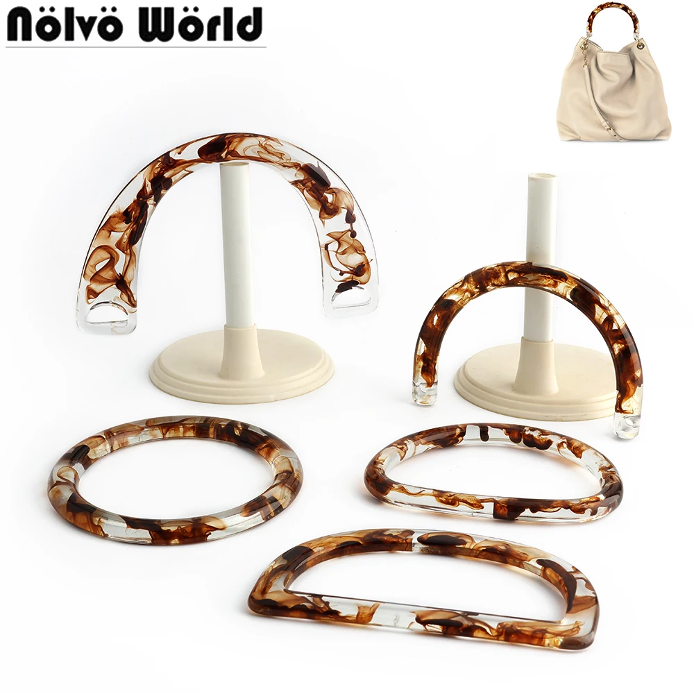 2/4/10PCS Kaffee Runde U-förmigen Tasche Harz Griff Brieftasche Rahmen Mit Quadratischen Schnalle für DIY Umhängetasche Handtasche Schulter Zubehör