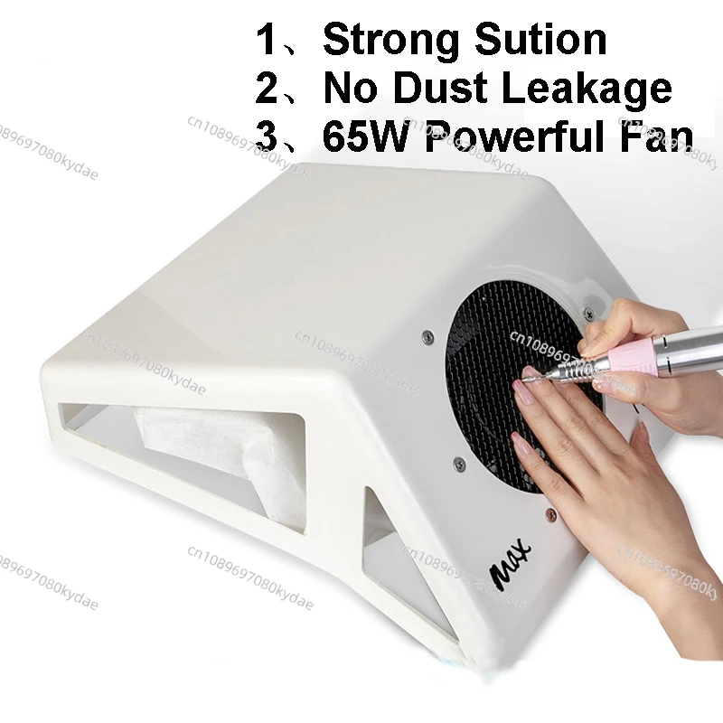 Nail Dust Collector 65W Powerful Vacuum Cleaner Nail Salon Dust Vacuum Cleaner Reusable Filter Adjustable Speed Manicure Tools