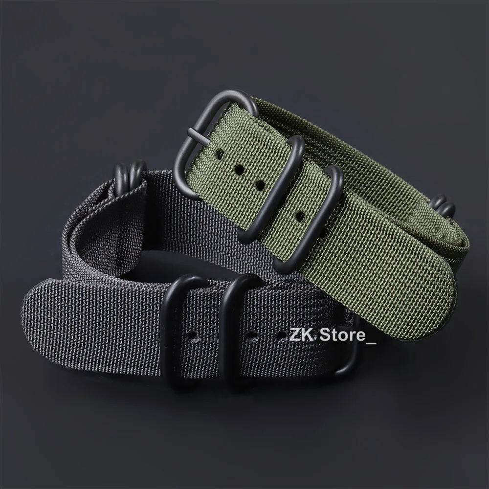 Quality Ribbed Watch Band Black Ring Buckle Nylon Striped Strap for Omega Military Weave Sport Bracelet Belt 18mm 20mm 22mm 24mm