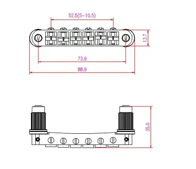 Guyker Gitarren Stop Bar Saitenhalter mit Ankern und Nieten für SG LP Gitarren – Detail 10
