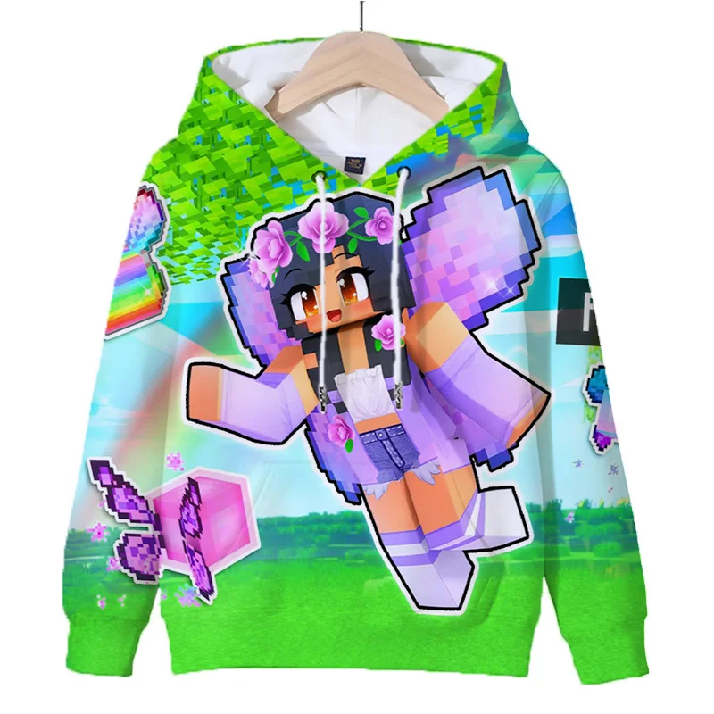 Sudadera con capucha de juego Aphmau para niños, sudaderas con capucha en 3D estampadas, Jersey Kawaii para niñas, Tops con capucha, ropa para niños