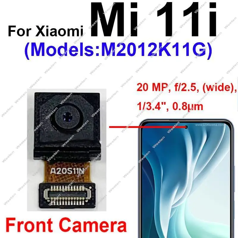 Front Rear Main Camera For Xiaomi Mi 11i 5G M2012K11G Small Selfie Front Back Main Camera Flex Cable Replacement