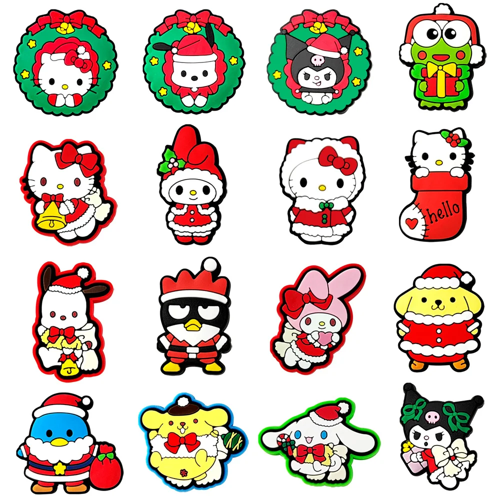 16-100Pcs Sanrio Christmas Series Shoe Charms For Slides Clogs Sandals Shoe Decorations Accessories Buckle For Holiday Gifts