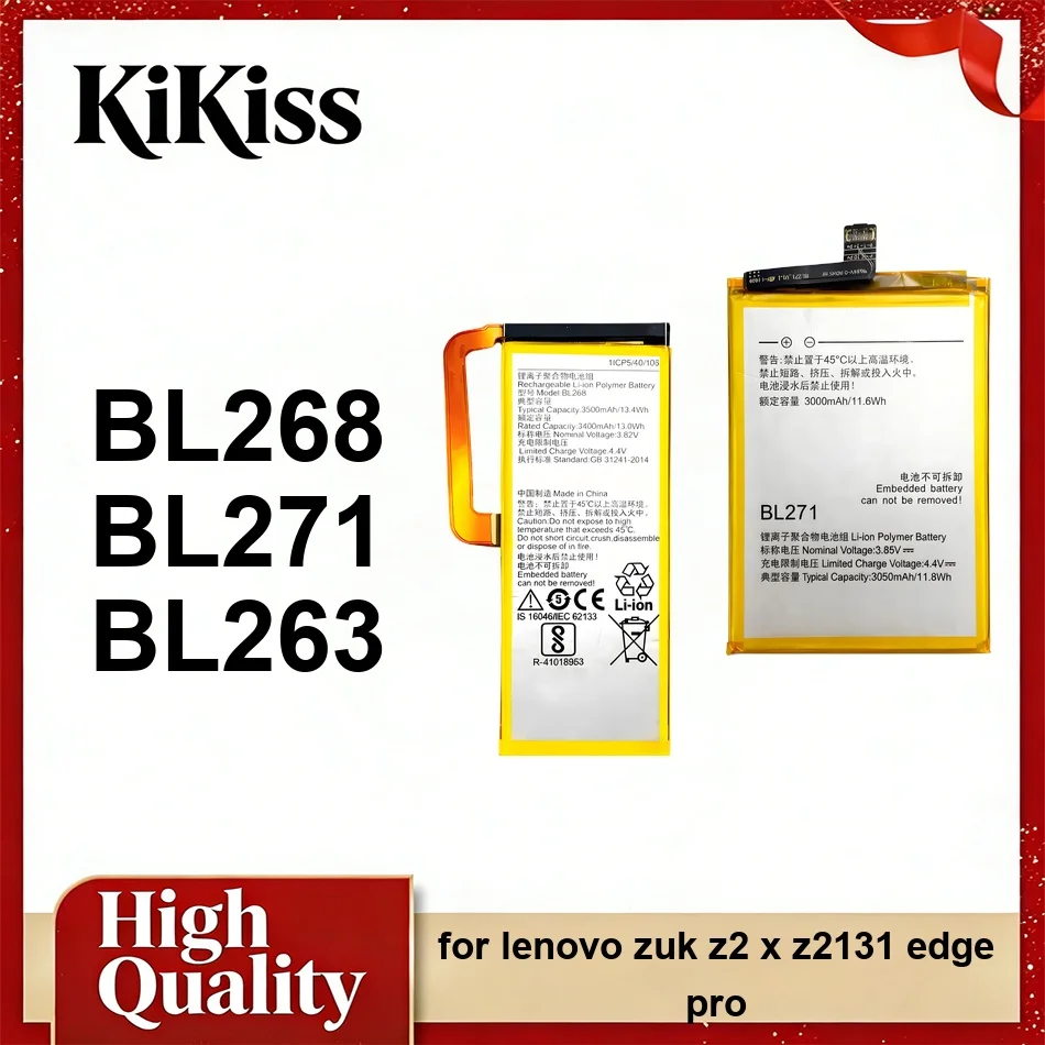 Mobile Phone Battery Long-Lasting Performance BL263 BL271 BL268 3050-3500mAh For Lenovo Zuk Z2 x Z2131 Edge Pro
