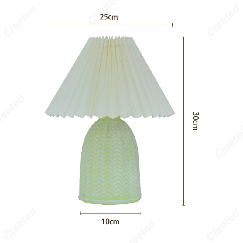 Creative Retro and Simple LED Pleated Ceramic Desk Lamp Bedroom Study Bedside Decoration Atmosphere Night Light