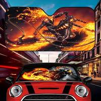 Ghost Rider Car Sun Shade Windshield Foldable Cute Funny Sunshade By Vincent For Car Truck SUV Blocks