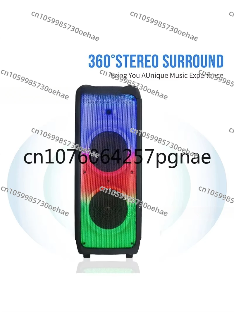 Double 10-Inch Party Box Flame Speaker Dual Microphone Flame Light Multiple Rgb Color Light Speaker