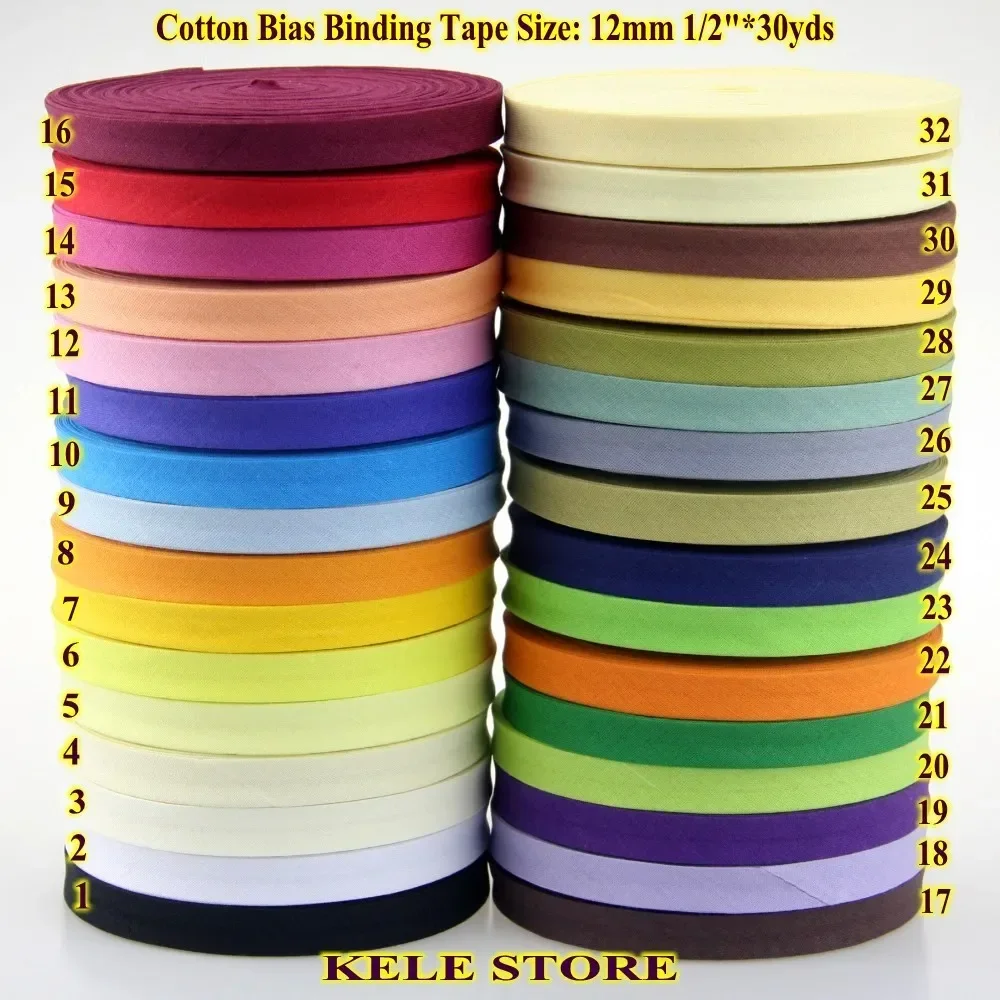 100% Cotton Bias Binding Tape, The Narrowest The Least Size:12mm,width:1/2