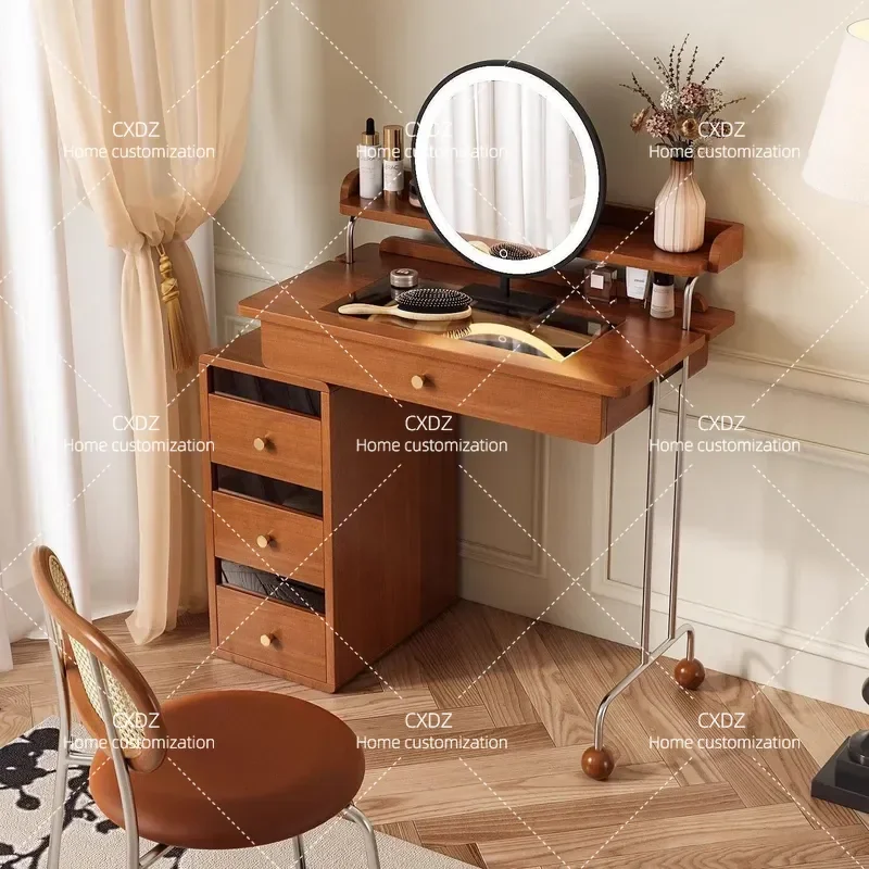 boxwood medieval solid wood dresser storage cabinet integrated retractable dressing table bedroom small apartment dressing