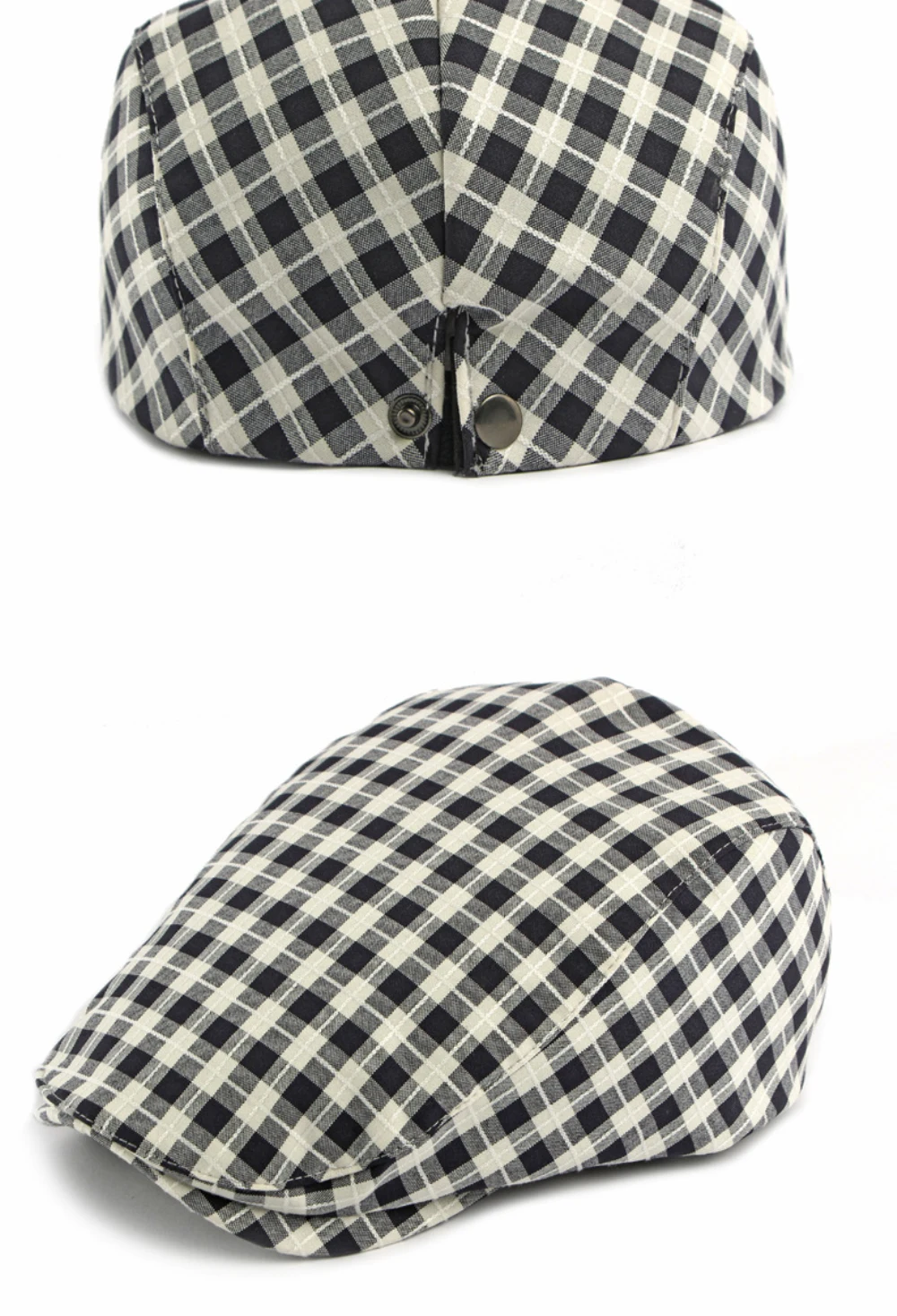 HT5076 Baskenmützen für Herren und Damen, Künstler- und Malermütze, Verstellbare Ivy-Flatcap, 2026 Neue Frühling-Sommer Karierte Baskenmütze – Detail 10