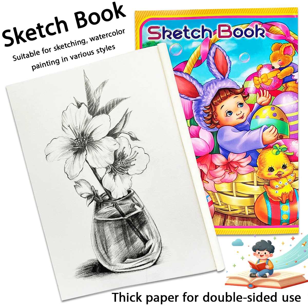 Super Exquisite Children's Sketchbook,Including Flower And Butterfly Covers,Easy To Color Thick Paper Escorts Painting Dreams