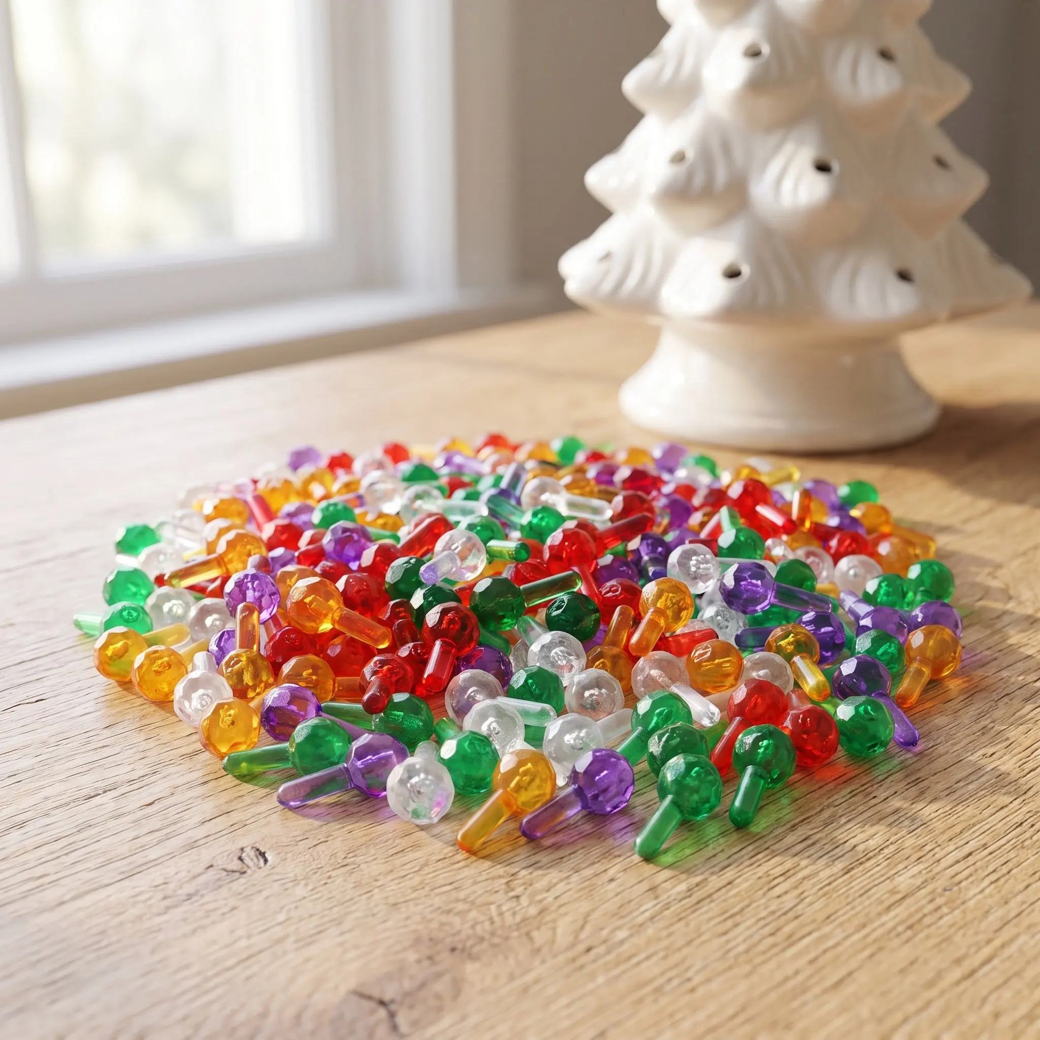 200Pcs Christmas Tree Bulbs Replacement Plastic Multicolor Ceramic Xmas Tree Light Up Bulbs Indoor Holiday Decoration view 6