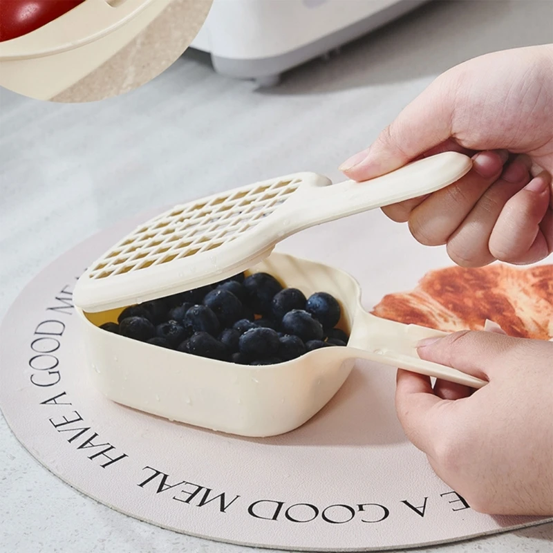 Strainer Drain Bowl with Unique Locking and Lid Raspberries Ergonomic Fruit Drain Basket Practical Dropshipping