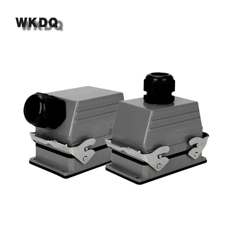 HDC-HE-048 Industrial Heavy Duty Connector 48 Core Cable Inserts Waterproof Socket 16A 500V HE48 Top/Side Rectangular Housing
