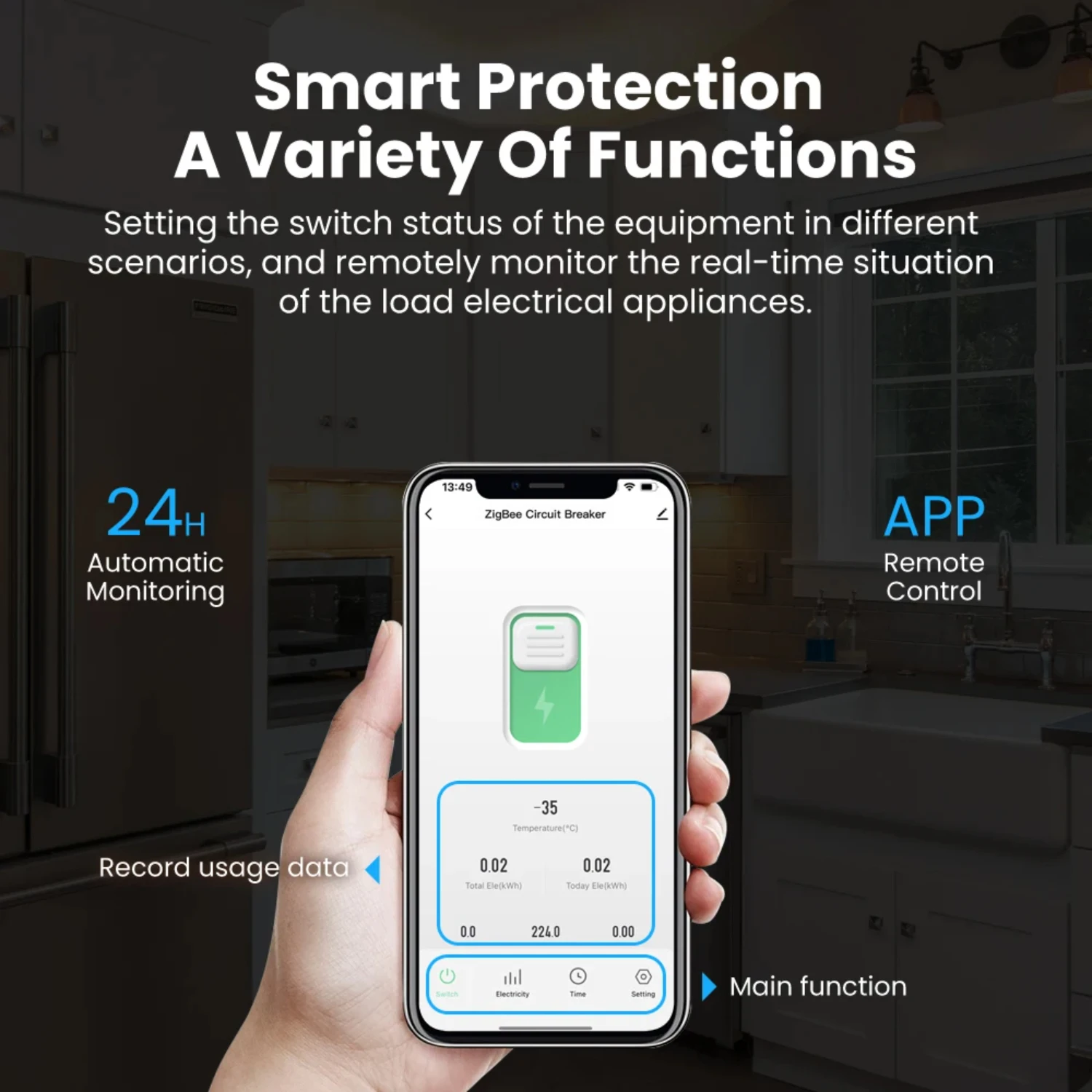 WiFi/ZigBee Smart Circuit Breaker พร้อมวัดแสงสําหรับสวิตช์ควบคุมระยะไกลไร้สายอัจฉริยะสําหรับ App