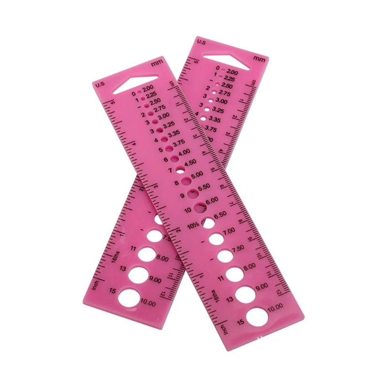 DONG Plastic All In Measure Ruler Useful Needle Gauge Sewing Ruler Circle Holes Template Ruler for Creative Knitting Tool