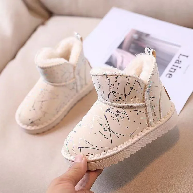 Chaussures d'hiver à fond souple pour bébé fille, bottes de princesse en coton, en velours, pour la neige