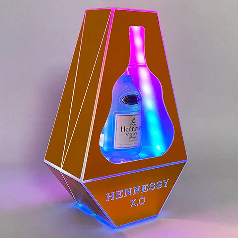 High-End Bespoke LED Bottle Display RackRechargeable Gold LED LightedChampagne King Chandon Bottle Presenter Glorified Di