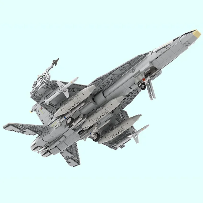 Klocki konstrukcyjne Moc z serii wojskowej FA-18C Hornet Model myśliwca Technologia Montaż Samolot Zabawki Prezenty