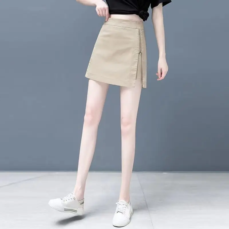 Hoch taillierte Shorts für Damen, lockere Außen-Culottes, gefälschte zweiteilige Frühlings- und Sommer-Neue schlanke und stilvolle Culottes für Damen