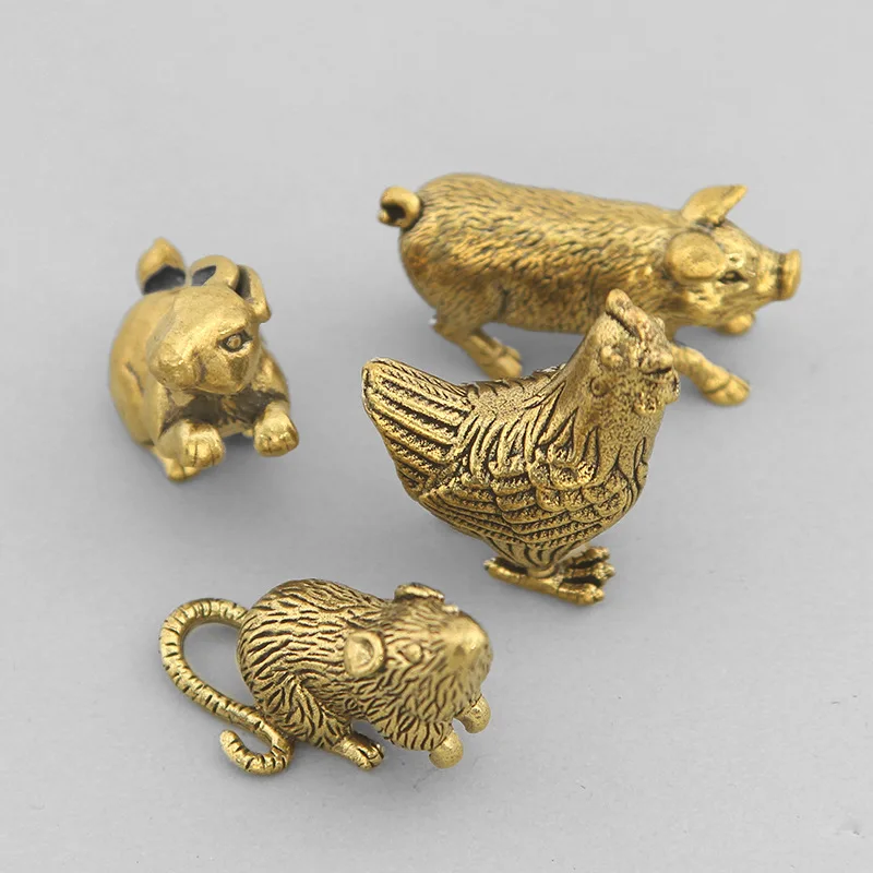 

Brass 3D Solid Figurine Pure Copper 12 Zodiac Home Living Room Study Desk Decoration