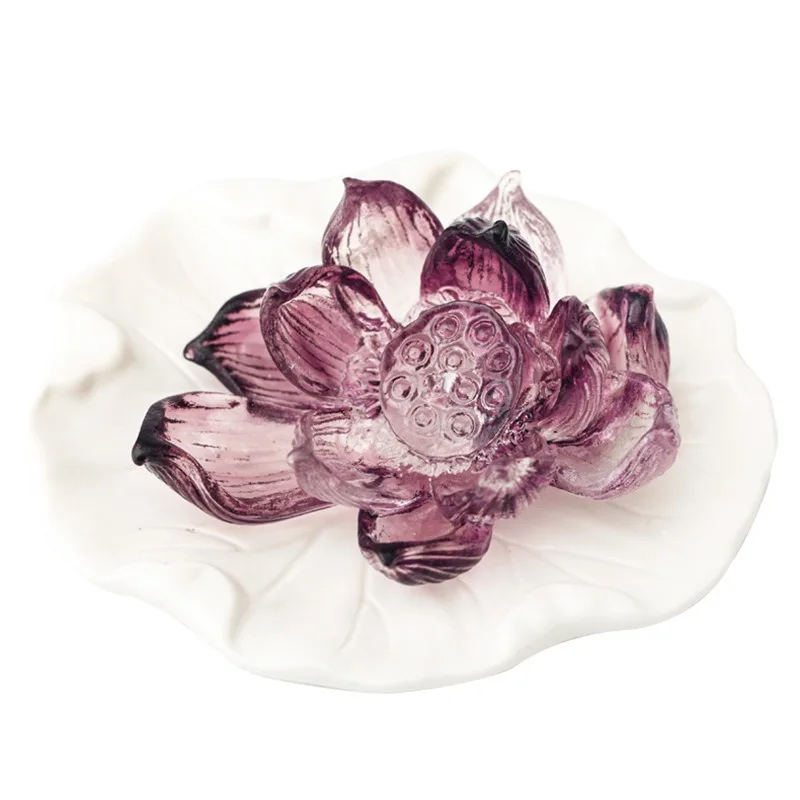 

Qibao glazed pink purple line incense insert incense dispenser Lotus leaf tower incense seat aromatherapy sandalwood stove