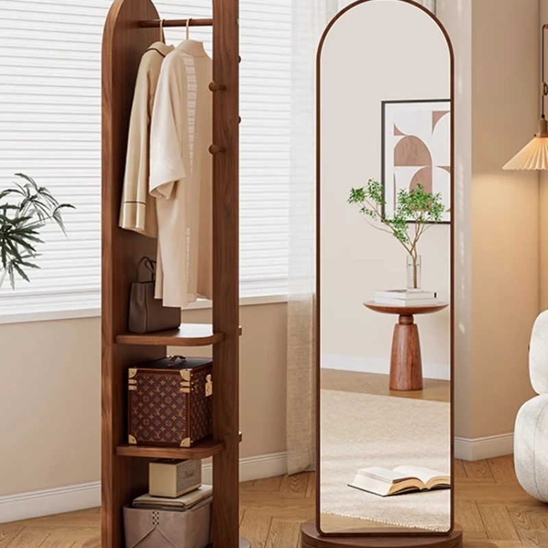 

Full-length mirror Floor-to-ceiling mirror Household coat rack Integrated full-length mirror Rotatable mobile girls' bedroom