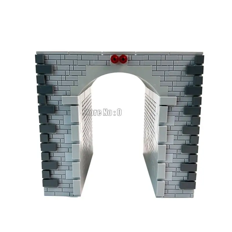 기차 철도 도로 동굴 터널 Diy Moc 아이 교육 벽돌 빌딩 블록 장난감