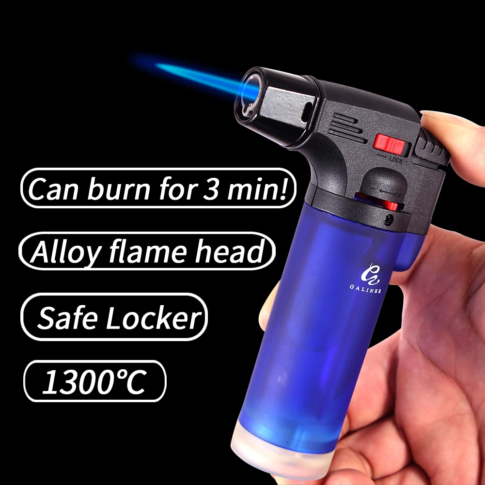 Plastic 1 Jet Cigar Lighter Gas Fire Starter 1300C Blue Flame Spray Gun Butane Torch Lighters Gadgets 1 PC Color Random Color