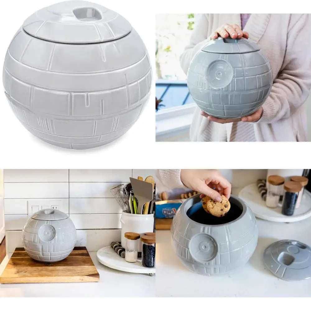 

10-Inch Death Star Ceramic Cookie Jar with Lid - Kitchen Snack Storage Container
