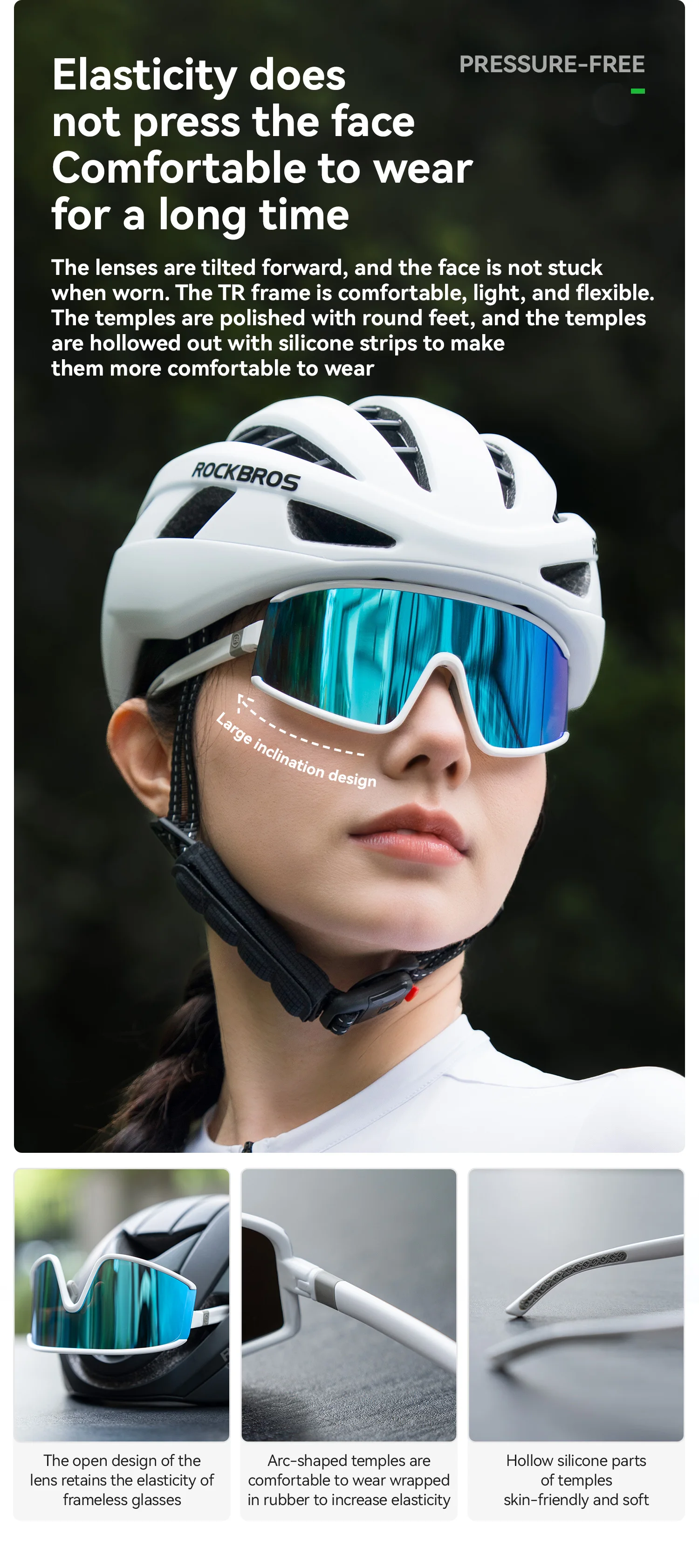 ROCKBROS Outdoor-Radsportbrille Polarisiert / Beschlagfrei Photochrom UV400 Fahrbrille Rutschfeste Fahrradbrille – Detail 8
