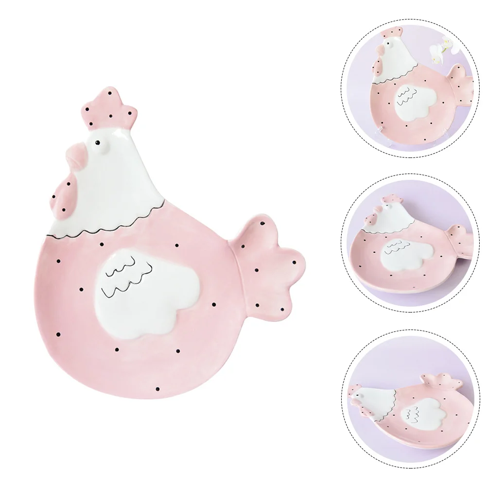 

Lovely Hen Shaped Ceramic Dish Delicate Pink Candy Cake Service Plate for Desserts and Fruits Home Hotel Decor
