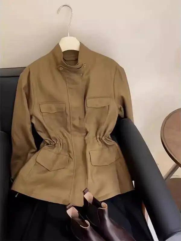 루즈핏 여성용 카키색 윈드브레이커 재킷 스트릿 스타일 고급스러운 느낌 2026년 봄 패션 여성 프리미엄 퀄리티 코트