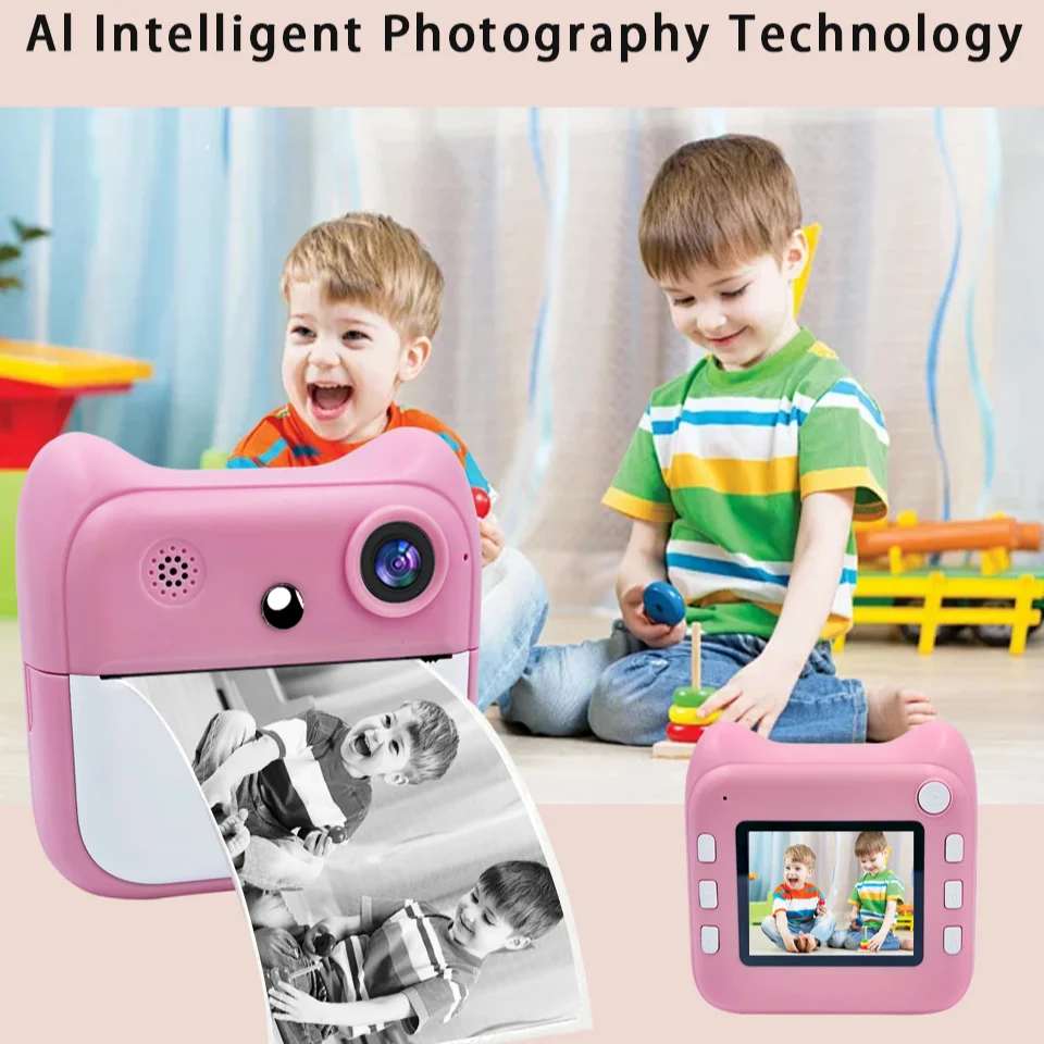 Kids Camera Instant Print Christmas Birthday Gifts for 3-12 Year Old Boys Girls Toys for Kids Age 3-10 with 1 Rolls Print Paper