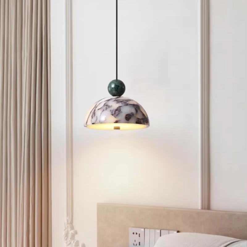 

Современная люстра из натурального камня с LED-подсветкой, зеленый мраморный шар, подвесной светильник для кухни, столовой, спальни