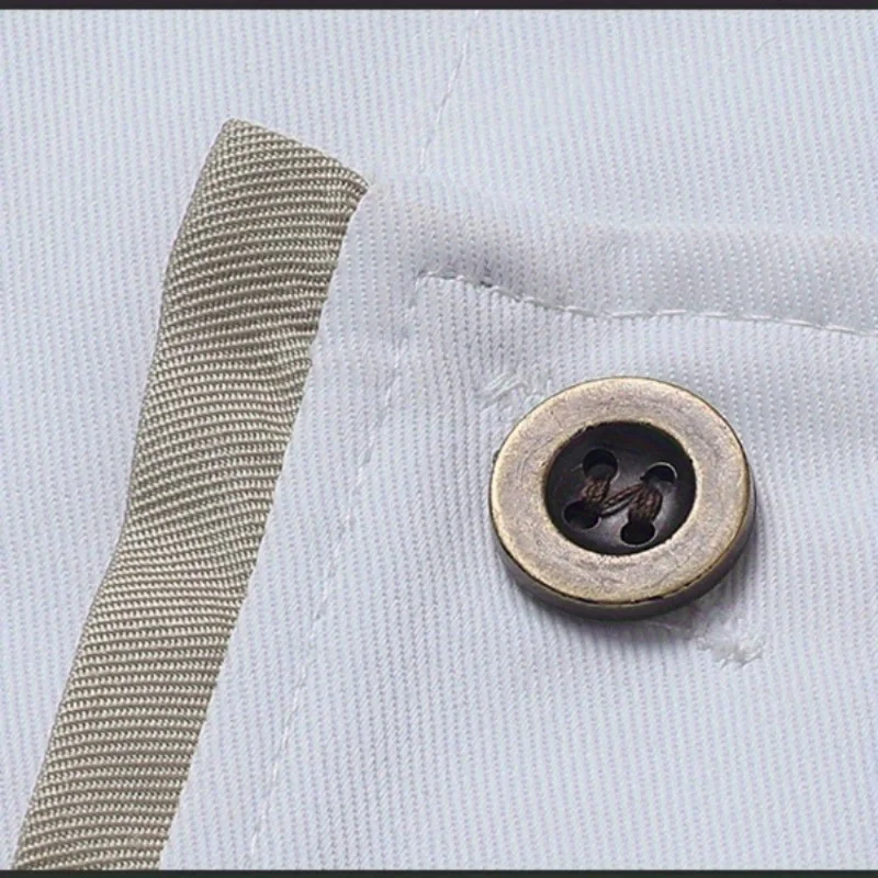 Conjunto de uniforme de chef de 2 piezas, chaqueta de cocina de manga larga con delantal para restaurantes, ropa de trabajo transpirable para cocinar y servicio de comida