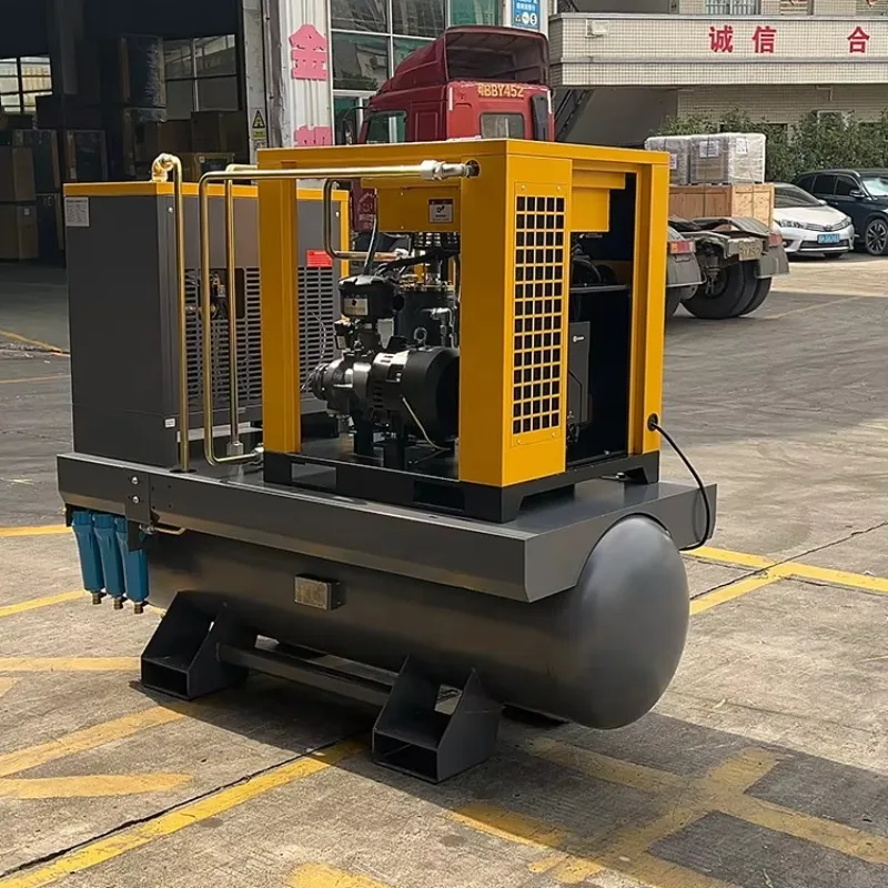 

Hot Selling High Quality Low Noise Energy Saving 4KW 5Hp Small Rotary Screw Air Compressor With Air Tank and Air Dryer